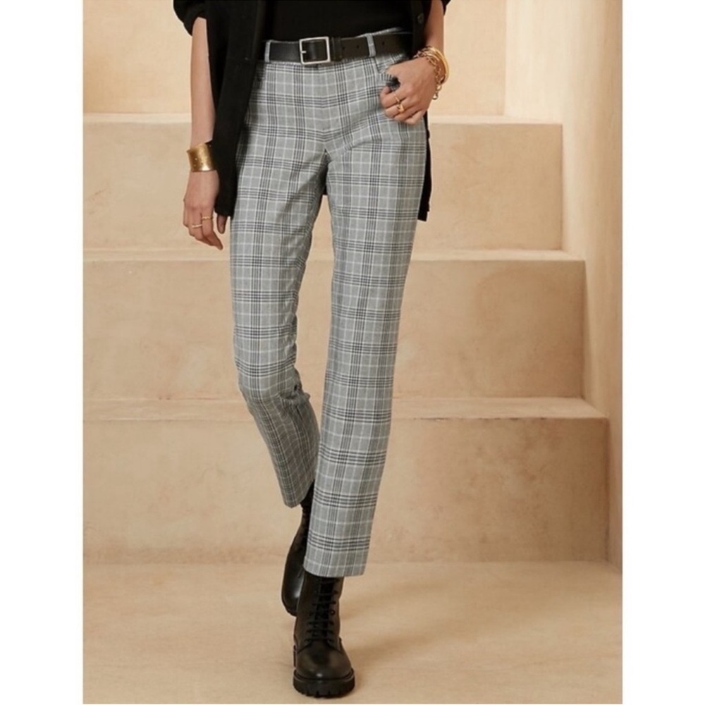 Banana Republic Woman Plaid Sloan Straight Pants US4 Classic Preppy Countryside
